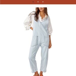 Free People Light Blue Denim Jumpsuit Overalls